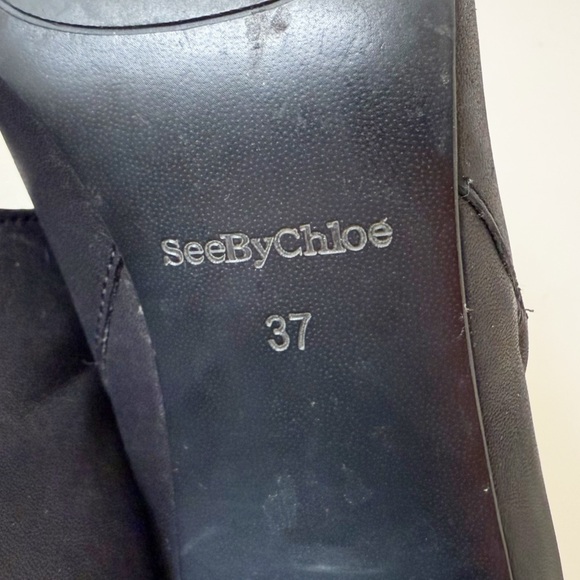 See By Chloe Boots Louise Ankle Leather Block Heel Casual Chic Minimal Black 7 - Picture 15 of 16